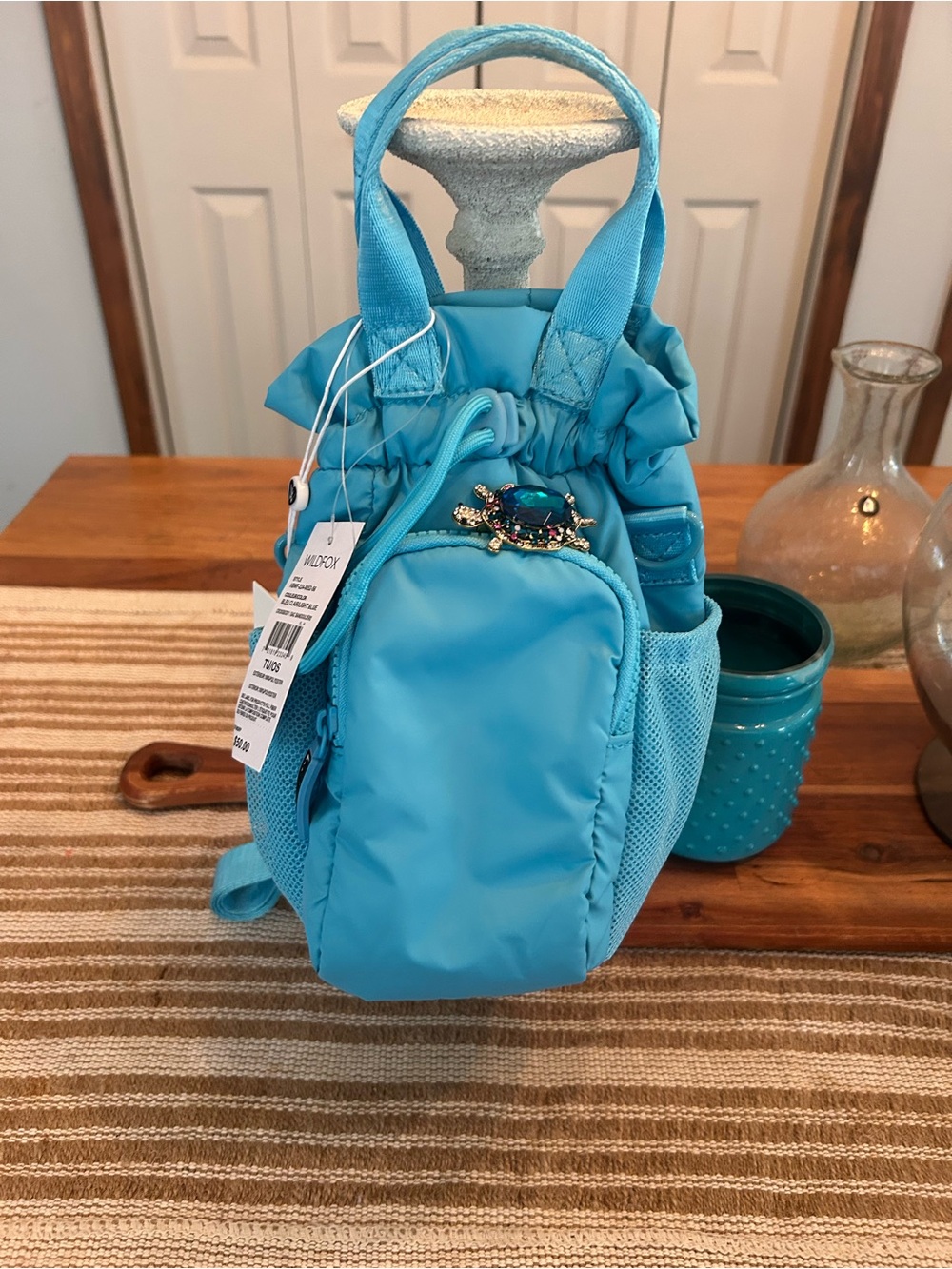 Turquoise Blue Women's Drawstring Mini Backpack